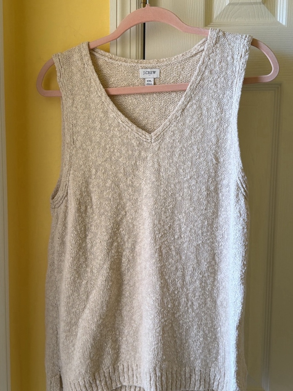 J. Crew Cream V-Neck Knit Tank Top